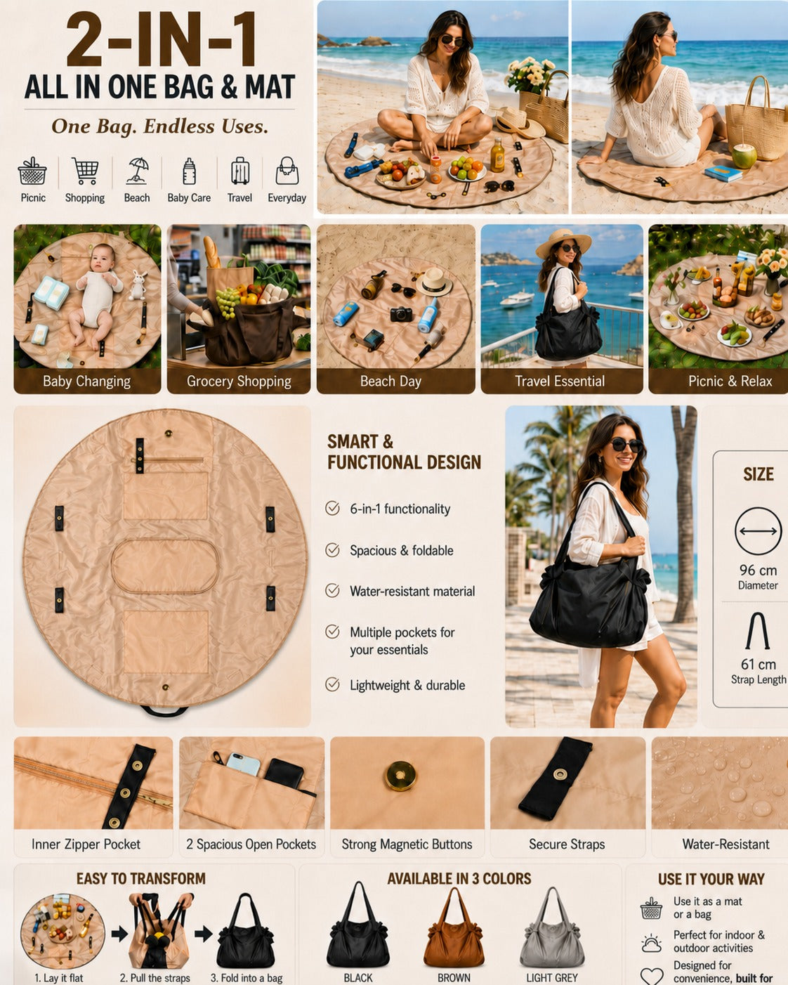 SHARSHA 2-in-1 Bag &amp; Mat